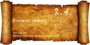 Kormos Ahmed névjegykártya